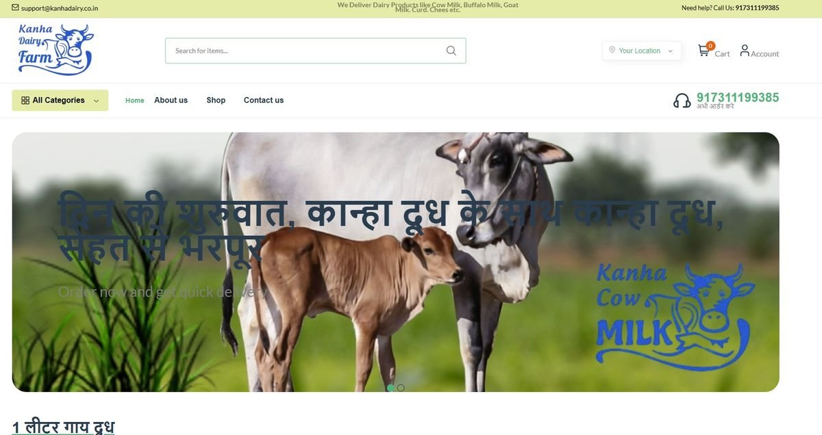Kanha Dairy e-commerce platform built by HzMinds